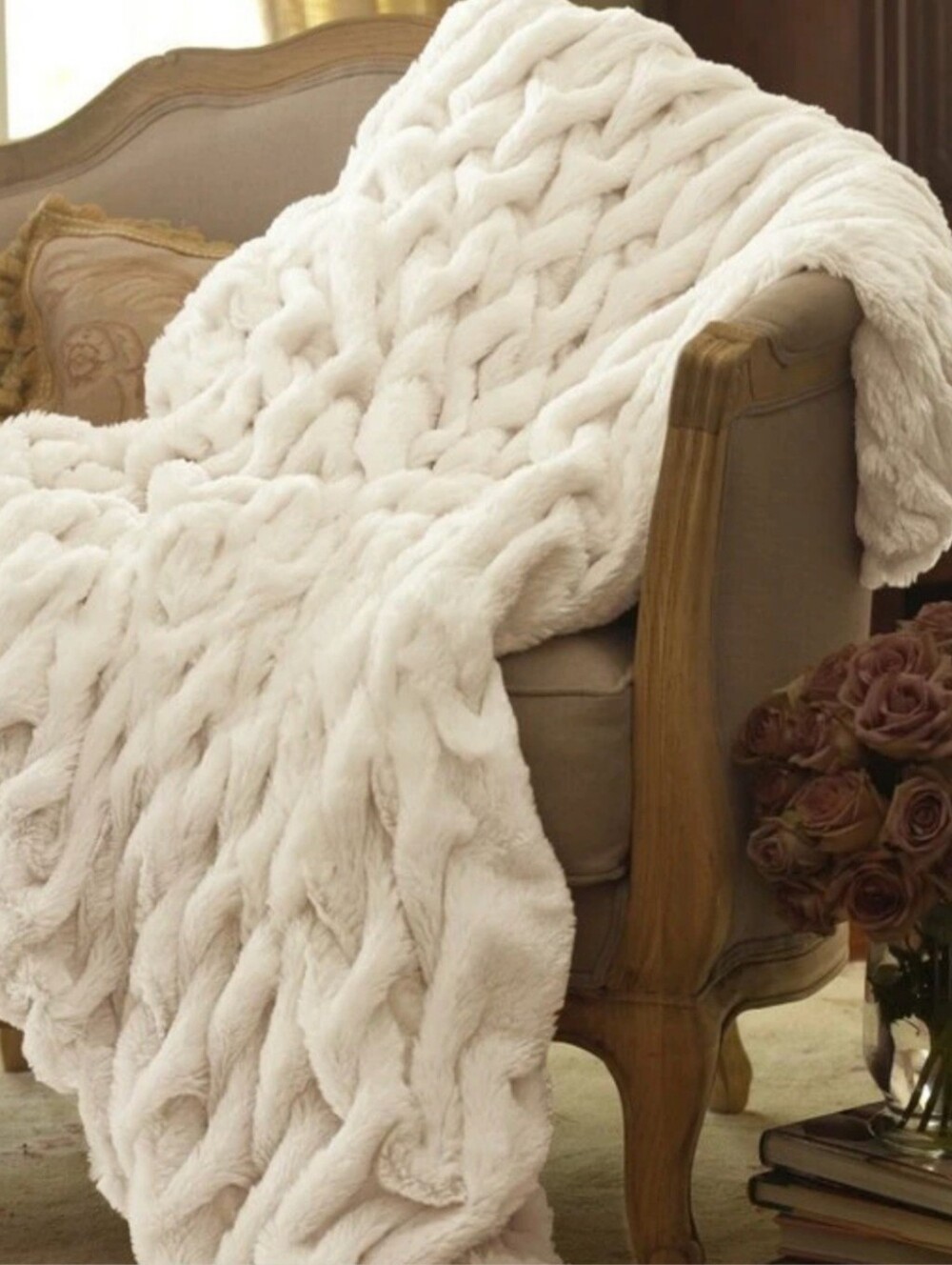 Soft Surroundings La Parisienne Faux Fur Throw White